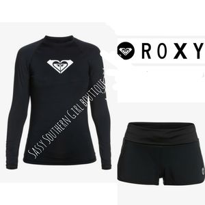 🆕⭐ Roxy black board shorts and rash guard swimsuit